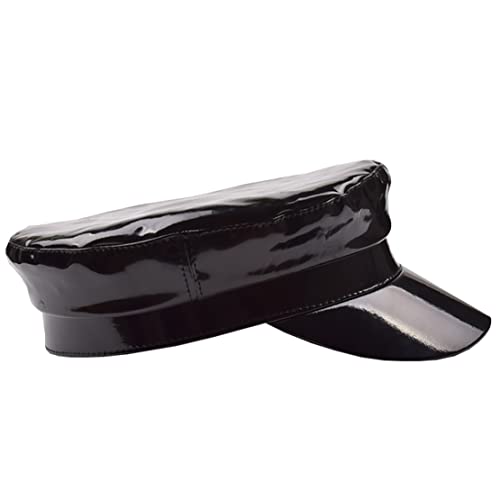 Cap Student Hat Leather Cap Baseball Cap Sun Hat Casual Hat Solid Color - color: Black