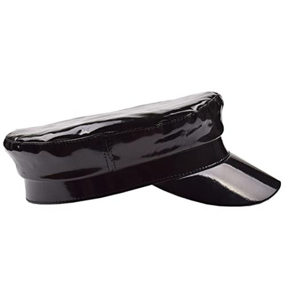 Cap Student Hat Leather Cap Baseball Cap Sun Hat Casual Hat Solid Color - color: Black