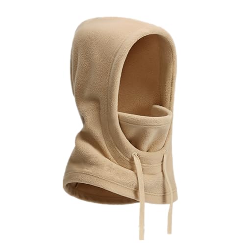 Balaclava Hood Ski Mask for Men Women Winter Face Neck Head Cover Scarf Windproof Fleece Warmer Thermal Cold Weather Hat - color: Khaki