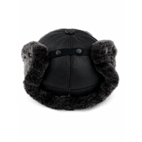 Leather Aviator Russian Ushanka Trapper Shearling Sheepskin Fur Ear Flap Waterproof Winter Hat - color: Gray, size: X-Large