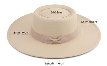 Pro Celia Big Wide Brim Women Fedora Hat - color: Oval-rice