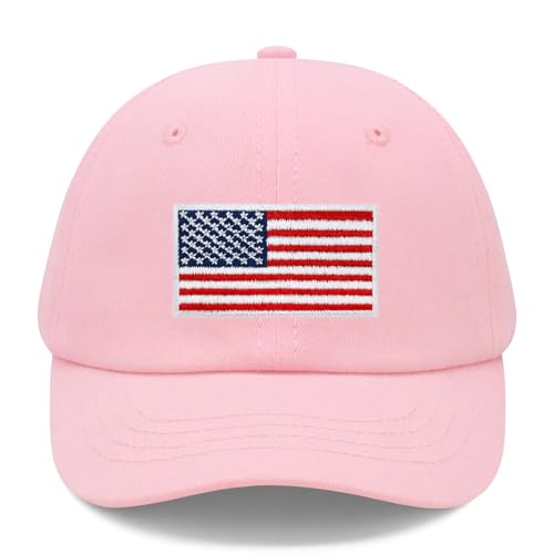 qikqik Baby Baseball Cap Toddler Baseball Hat Baby Ball Cap Toddler Hats for Boys Girls Cotton Infant Caps Kids Trucker Hat - color: Pink With Usa Red/White/Blue Flag, size: 2-6 Years