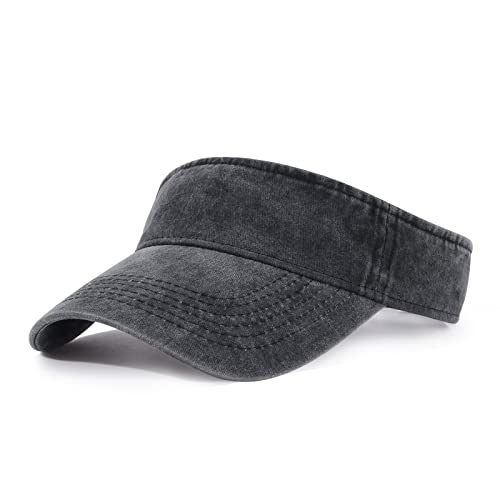HH HOFNEN Sports Sun Visor Hats Cotton Adjustable Golf Caps for Men Women - color: #1c Black