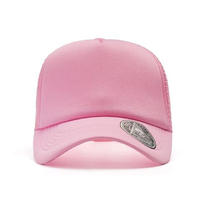 2-Pack Classic Foam Trucker Hat Summer Mesh Hat Lightweight Adjustable Back Buckle Strap - color: Black/Pink
