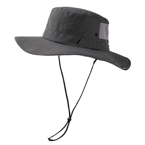 TOP-EX Wide Brim Bucket Sun Hat for Men & Women, Quick-Dry Boonie Hat, Mesh - color: Dark Gray, size: Medium-Large