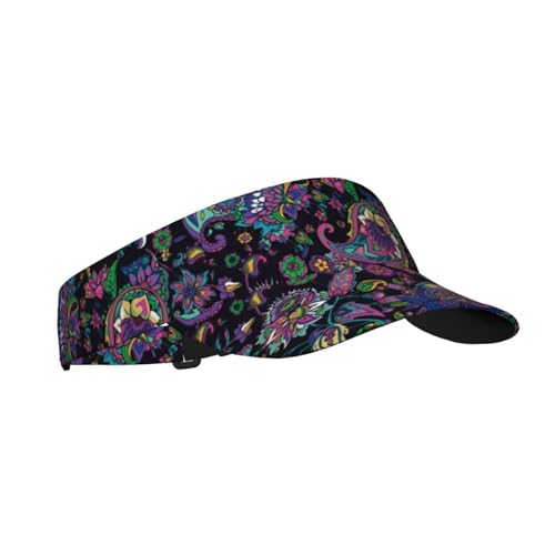 Sports Sun Visor Hats Adjustable Men Women Lightweight Packable Cooling Empty Top Visor Hat for Running, Tennis, Golf - color: Paisley