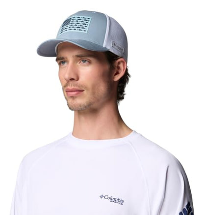 Columbia Unisex PFG Logo Mesh Ball Cap - color: Dockside Blue/White/Us Fish Flag, size: Small-Medium
