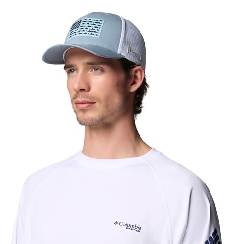 Columbia Unisex PFG Logo Mesh Ball Cap - color: Dockside Blue/White/Us Fish Flag, size: XX-Large