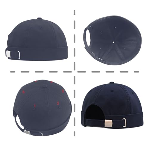 Docker Cap XXL Brimless Hat Oversize Retro No Brim Hats Plus Size Snapback Beanie - color: Dark Blue
