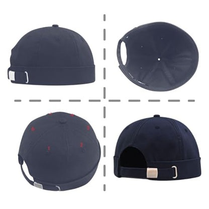 Docker Cap XXL Brimless Hat Oversize Retro No Brim Hats Plus Size Snapback Beanie - color: Dark Blue