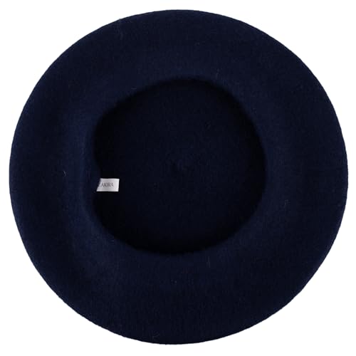ZAKIRA Wool French Beret for Men & Women, Plain - color: Navy