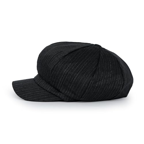 ililily Washed Cotton Newsboy Cabbie Cap Corduroy Duck Bill Flat Hunting Hat - color: Herringbone Dark Grey