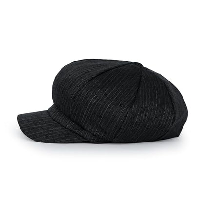 ililily Washed Cotton Newsboy Cabbie Cap Corduroy Duck Bill Flat Hunting Hat - color: Herringbone Dark Grey