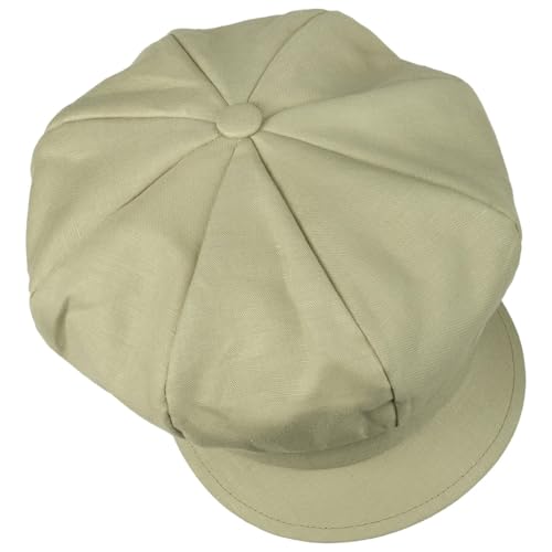 Lipodo Classic Baker Boy Cap Made in Italy Linen Cotton Ladies Elastic Band Spring Summer - color: Light Olive