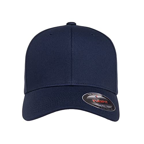 Flexfit 5001 Standard Cotton Twill 6-Panel Fitted Baseball Cap - color: Navy, size: Small-Medium