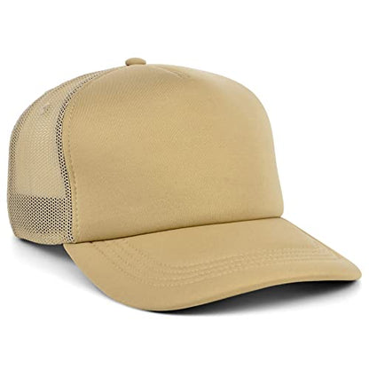 Lids Blank Basic Foam Trucker Adjustable Snapback Hat - color: Tan/Tan