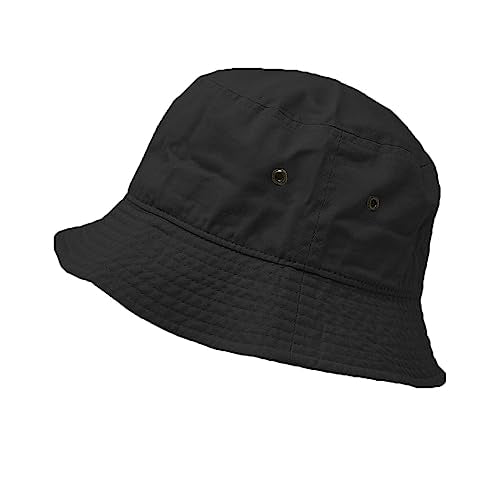 Glory Max Unisex Solid Color 100% Cotton Bucket Hat Small Brim Packable Travel Summer Beach Hat - color: Black, size: Large-X-Large