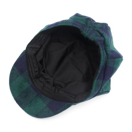 ZLYC Women Classic Newsboy Cap Visor 8 Panel Gatsby Cabbie Paperboy Hat - color: Plaid Dark Green