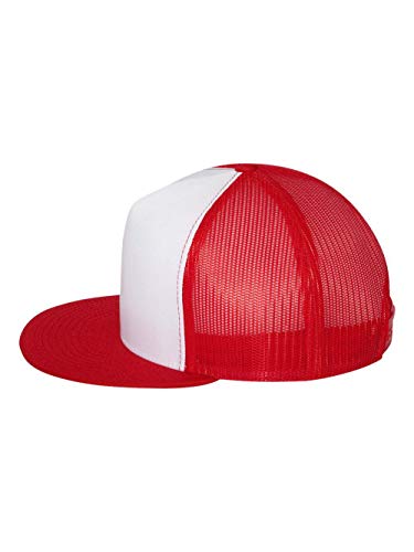 Yupoong Flexfit 6006,6006T,6006W 5 Panel Classic Trucker Snapback Hat Cap - color: Red/White/Red