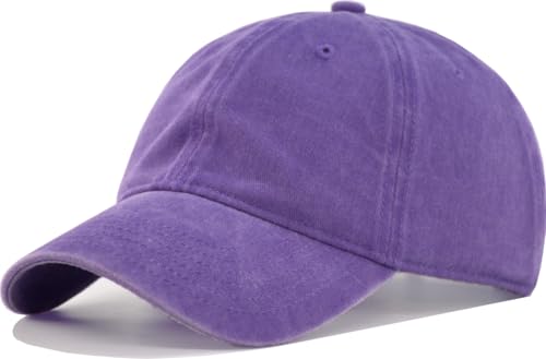 Vintage Washed Cotton Baseball Caps Men Women Adjustable Unstructured Low Profile Dad Hat - color: Purple