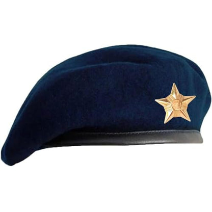 SILAK Traditional Army Style Cap with Metal Star Badge – Che Guevara Inspired, Woolen French Beret Hat for Men and Women - color: Blue