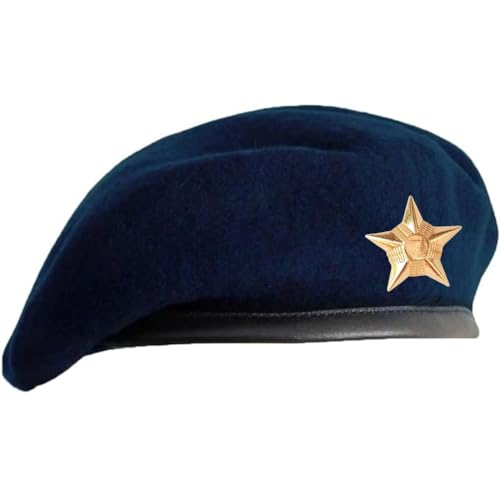 SILAK Traditional Army Style Cap with Metal Star Badge – Che Guevara Inspired, Woolen French Beret Hat for Men and Women - color: Blue