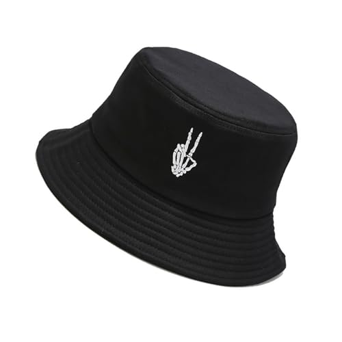 XYIYI 2 Pack Unisex Bucket Hat for Women Men Summer Beach Fishing Hat Sun Hat - color: Skull Black Beige