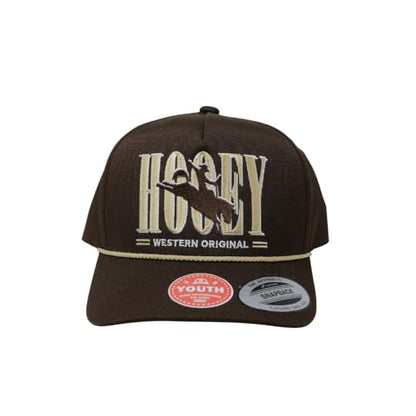 HOOEY Wild Ride Youth Hat - Brown Snapback Baseball Cap with Embroidered Logo, Adjustable 5-Panel Outdoor Casual Hat