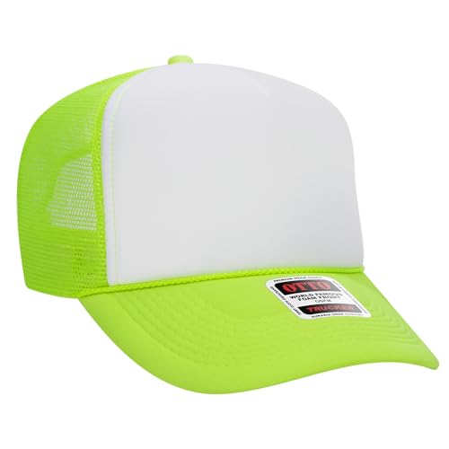 BROTHER TRUCKERS The World's Greatest Neon Colored Trucker Hat Blanks - Wholesale Bulk Unisex Snapback Hats - color: Neon Green/White/Neon Pink