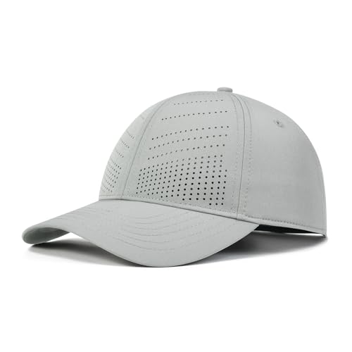 BOTVELA Men Women Adjustable Structured Laser Cut Baseball Cap - color: Grey