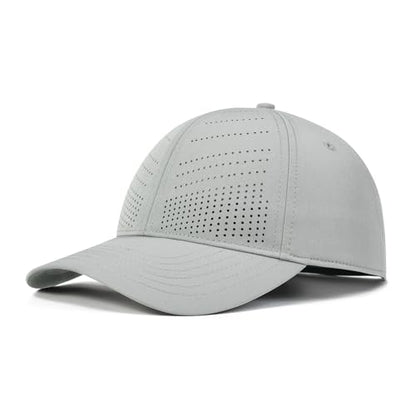 BOTVELA Men Women Adjustable Structured Laser Cut Baseball Cap - color: Grey