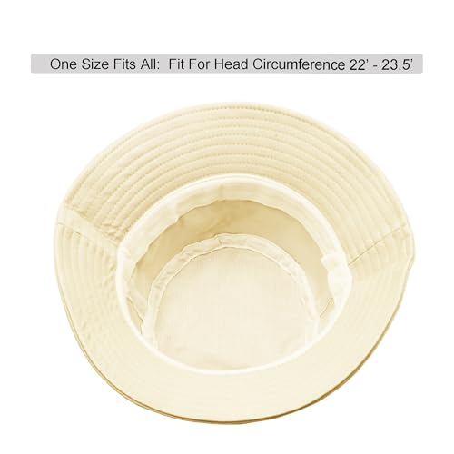 Wheebo Solid Color Bucket Hat for Women Summer Beach Fishmen Hat for Lady Adult Unisex Cotton Cap…… - color: A-sc-beige