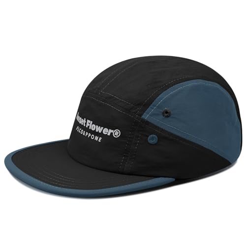 Croogo Quick Drying 5 Panel Baseball Cap Colorful Lightweight Flat Bill Hat - color: M-dfb1-black