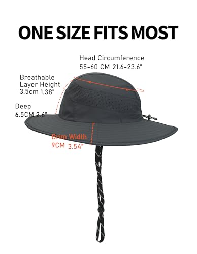 UPF50+ Bucket Hat, Wide Brim Sun Cap - color: Dark Grey