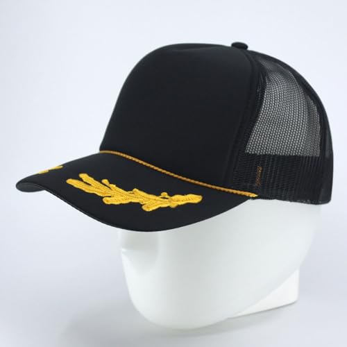 High Crown Foam Mesh Camouflage Tri-Color Oak Leaves Trucker Hat Baseball Cap - color: Black/Gold Oak