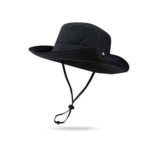 CLAPE Wide Brim Sun Hat for Men Women Lightweight Breathable Fishing Hat UPF50+ Foldable Bucket Hat for Fishing Hiking Beach - color: Xt05-black