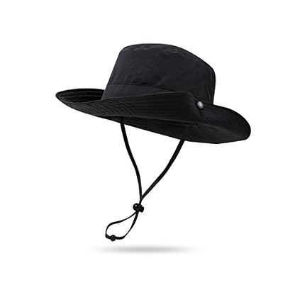 CLAPE Wide Brim Sun Hat for Men Women Lightweight Breathable Fishing Hat UPF50+ Foldable Bucket Hat for Fishing Hiking Beach - color: Xt05-black