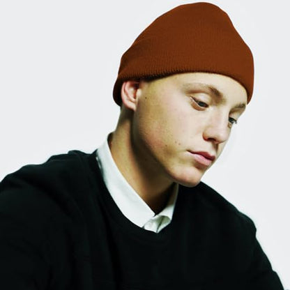 Rosoz Beanie for Men Women Cuffed Knit Hat Winter Beanies Skull Cap Unisex - color: Brown1
