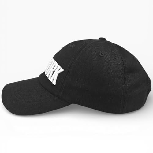 E BY ELIDAN New York Hat, Embroidered Cotton Dad Hat, Adjustable NYC Cap - color: Black