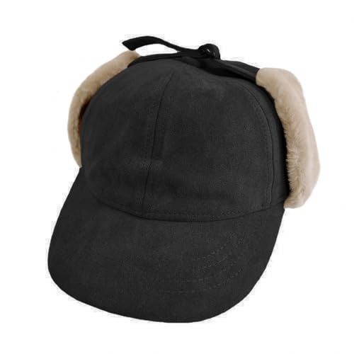 Women Winter Waterproof Earflap Trapper Hats Hunting Ski Hat Sherpa Baseball Cap Ear Flap Fashion Cap Aviator Hat - color: Black