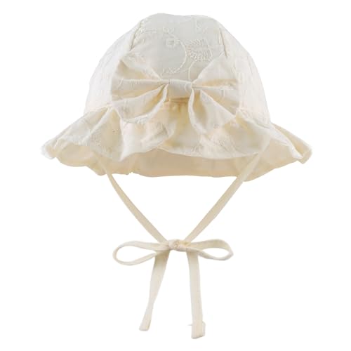 JANGANNSA Bow Baby Girls Summer Hat Flower Toddler Girls Sun Hat Cotton Breathable Infant Hat - color: Beige Bowknot, size: 0-3 Months