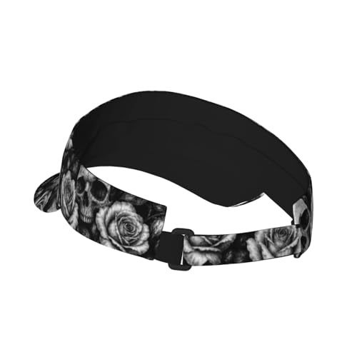 Sun Visor Hats Adjustable Open Top Sport Hat for Golf Women/Men - color: Skull Rose