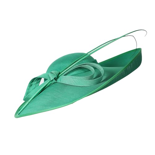 Royal Ladies Sinamay Weddings Hats Fascinators Big Brim Kentucky Church Fedoras Hat - color: Green