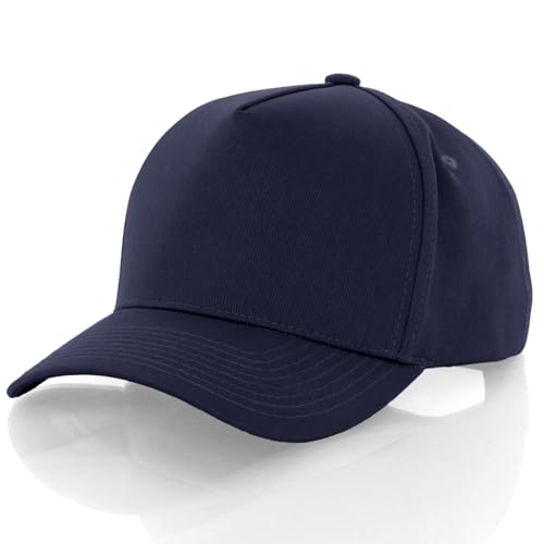 Daxton Men Original Trucker Hat Cotton Twill with Adjustable Snapback 5 Panel A-Frame Cap - color: 2 Pack - All Black, Navy