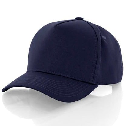 Daxton Men Original Trucker Hat Cotton Twill with Adjustable Snapback 5 Panel A-Frame Cap - color: 2 Pack - All Black, Navy