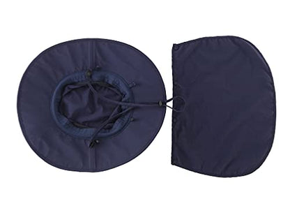 Home Prefer Outdoor UPF50+ Mens Sun Hat with Neck Flap Womens UV Protection Hat Wide Brim Safari Fishing Hiking Gardening Hat - color: Navy Blue