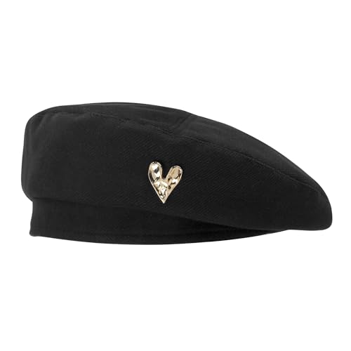 CHIC DIARY French Cotton Beret Hat for Women Adjustable Winter Beret Cap - color: #2 Black - One Size