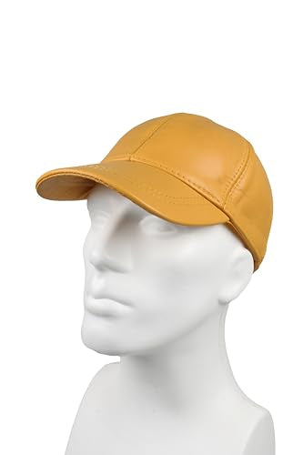 Genuine Leather Unisex Baseball Cap - color: Yellow