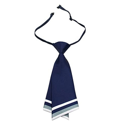 Mantieqingway Women Uniform Necktie Adjustable Strap Striped Pre-tie Ties - color: Navy Blue