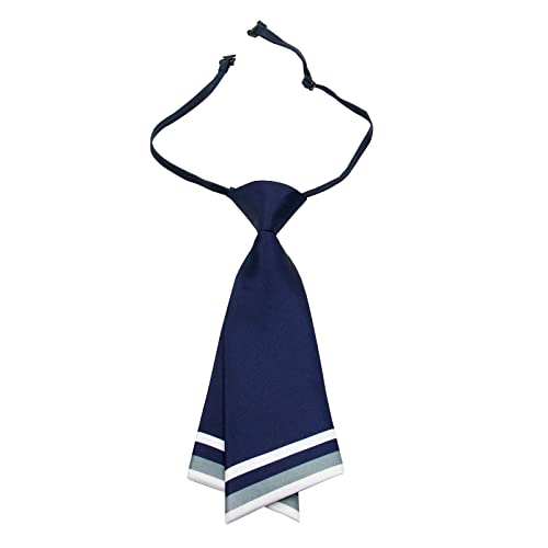 Mantieqingway Women Uniform Necktie Adjustable Strap Striped Pre-tie Ties - color: Navy Blue